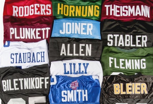 Collection of (13) Autographed Football Jerseys Including Several Hall of Famers